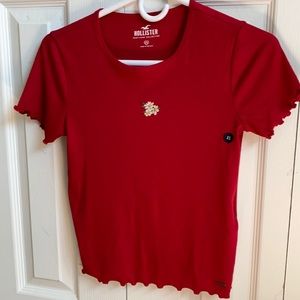 holister red ribbed baby tee
